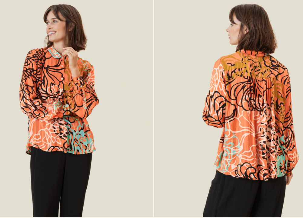 Women's Masai Shirt Denmark Artsy Professional Modern Retro Button Down Boho, L